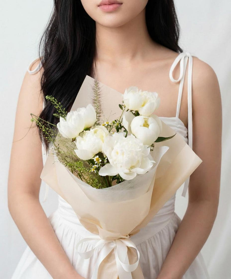 Hainanese Heirloom Haze 5 stalks white peonies Singapore