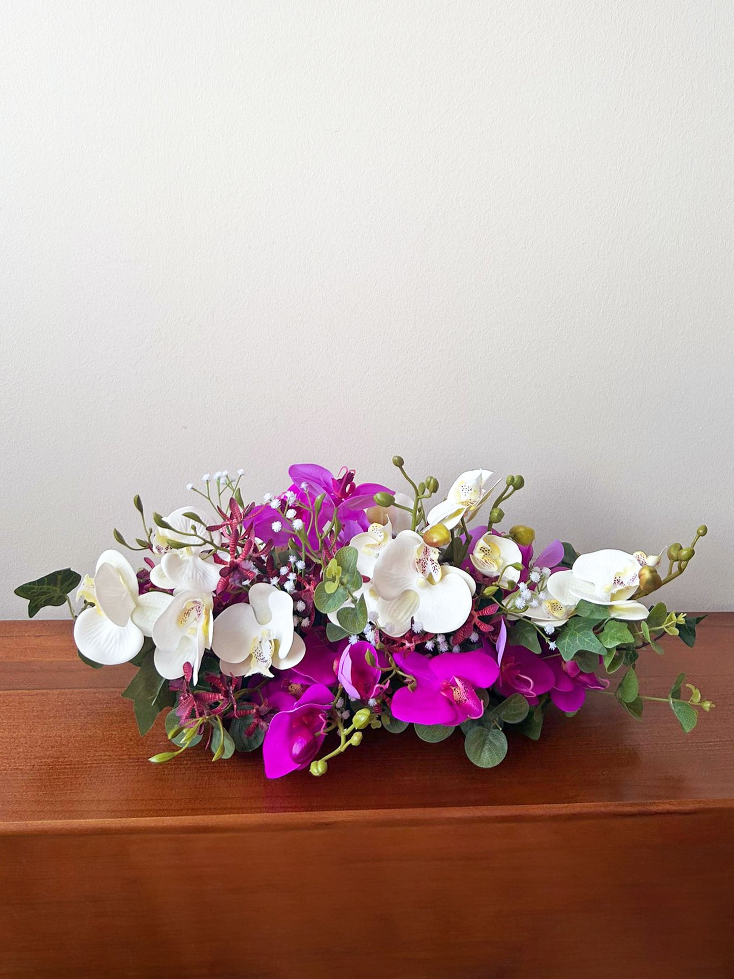Artificial Phalaenopsis Orchid Long And Low Top Table Arrangement