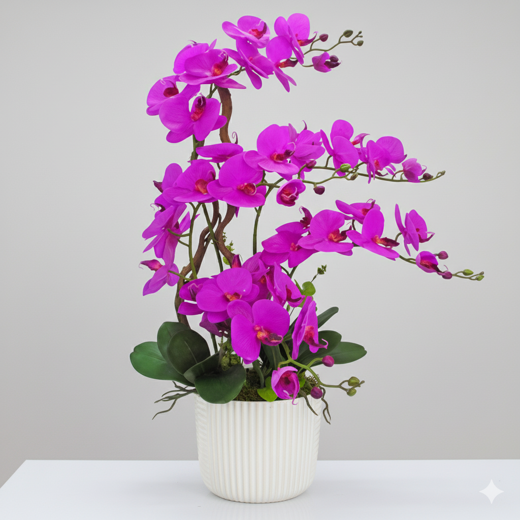 Artificial Phalaenopsis Orchid Table Arrangement 2.5 Ft Height
