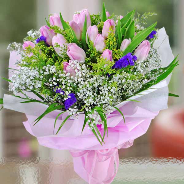 20朵粉色郁金香手捧花