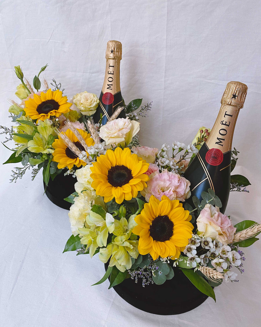 Boite De Fleur Moët Sunflower