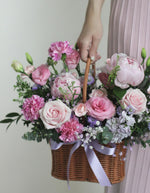 Botanic Blush Blossoms premium floral basket Singapore delivery