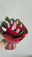 10 Pink Tulip Hand Bouquet