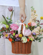 Satay Sunset Splendor premium peony basket Singapore delivery