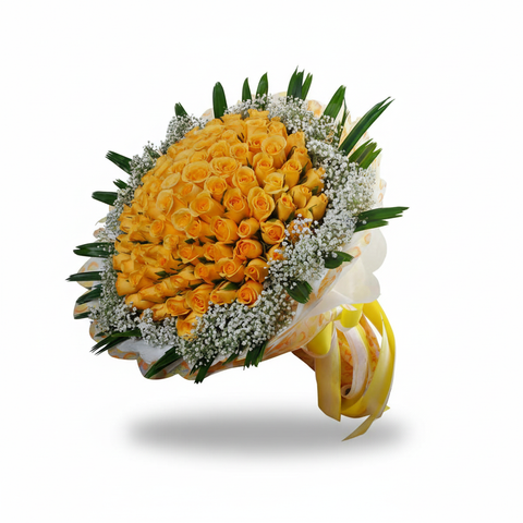 99 Yellow Roses Handbouquet, Kindly order 3 Days in advance.
