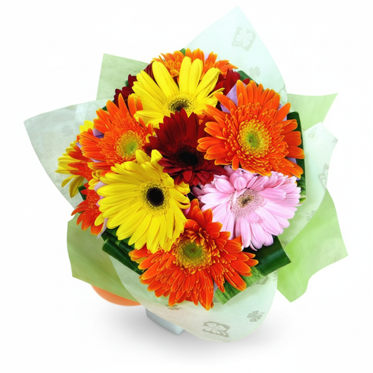 12 Mixed Gerberas Handbouquet