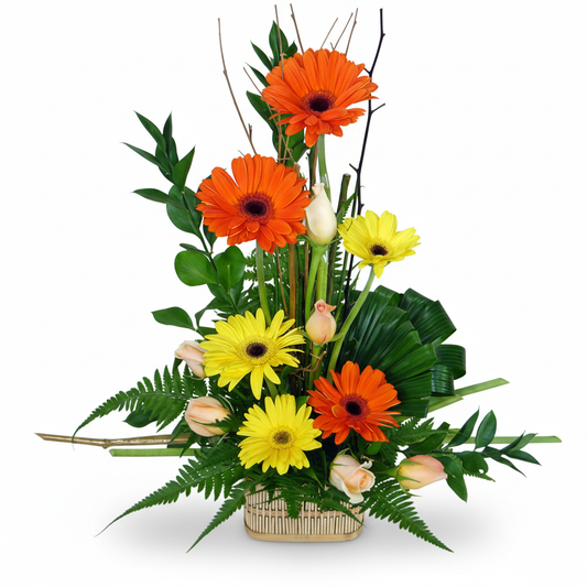 Mixed Gerbera & Roses Table Arrangement