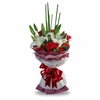 3 Lilies & 12 Red Roses Hand Bouquet Special Design