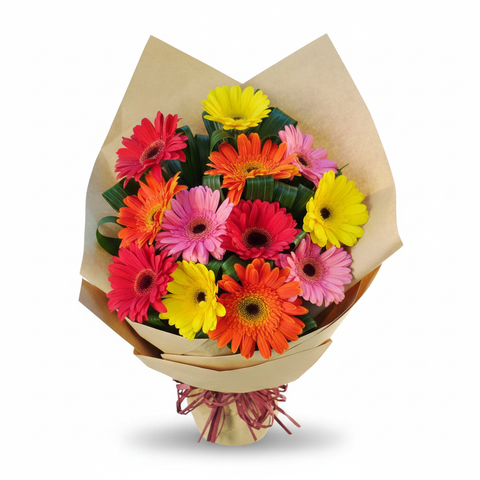 12 gerbera handbouquet