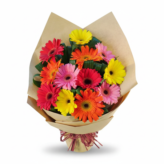 12 gerbera handbouquet