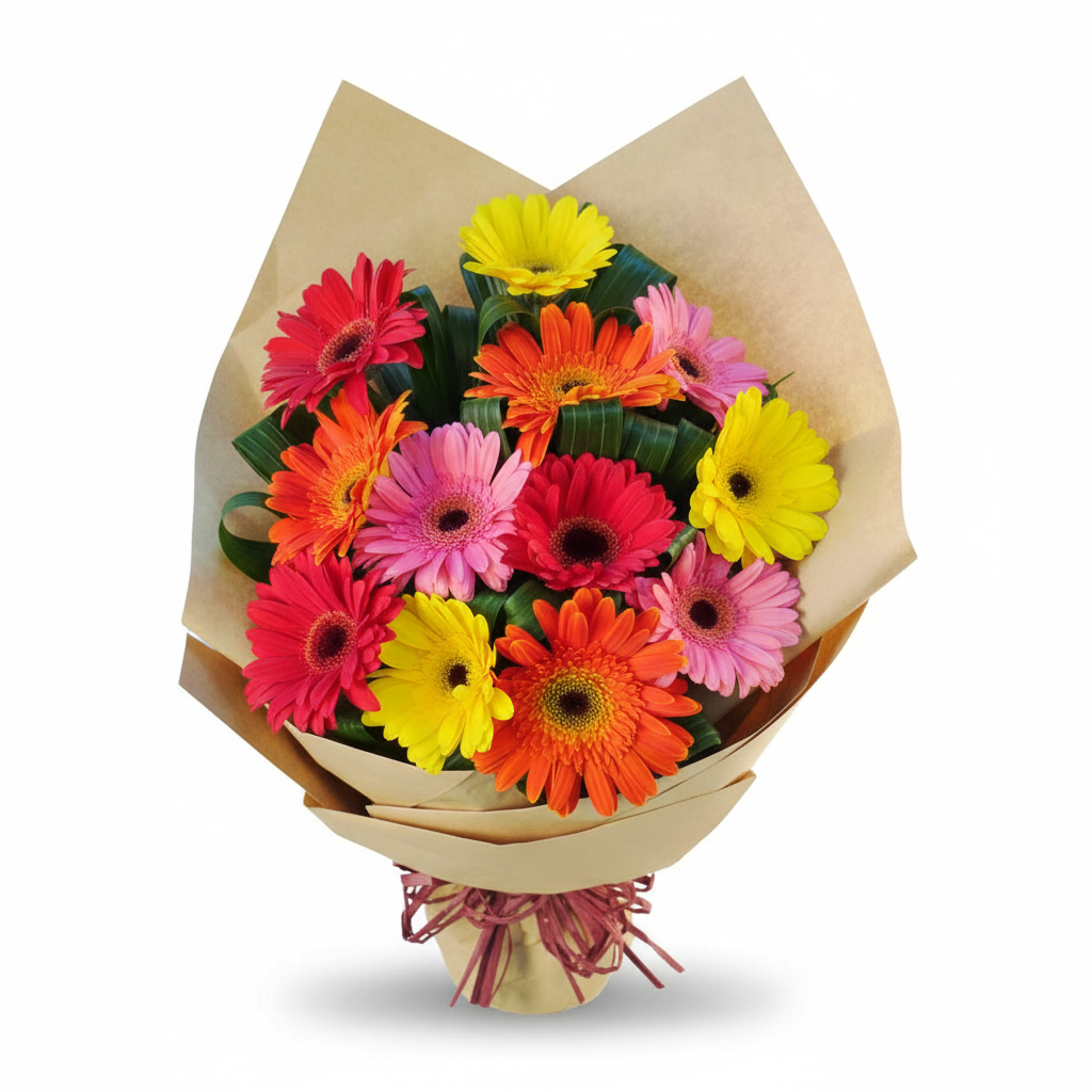 12 gerbera handbouquet