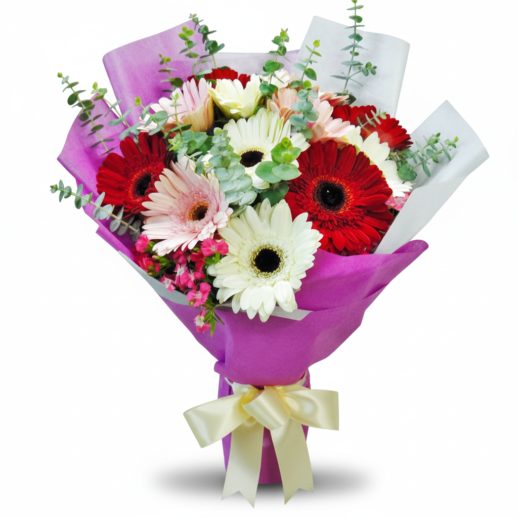 12 Mixed Gerbera Handbouquet