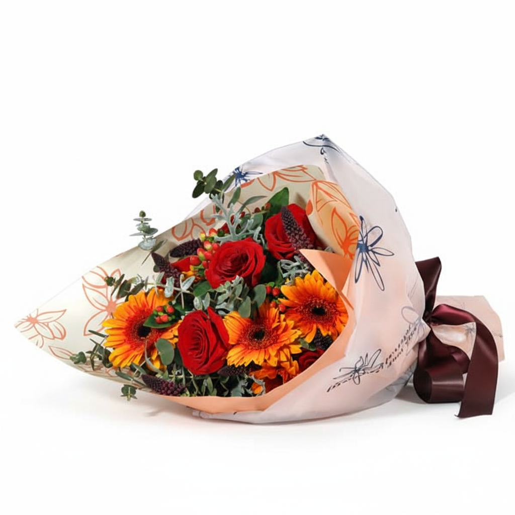 Red Roses & Orange Gerbera Bouquet Delivery