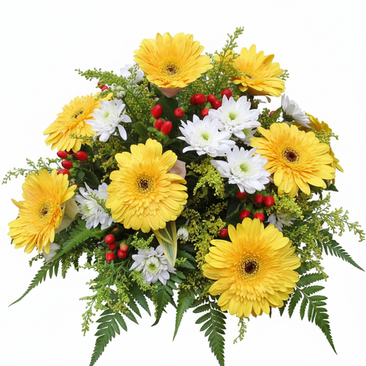 10 Yellow Gerbera all Round Arrangement