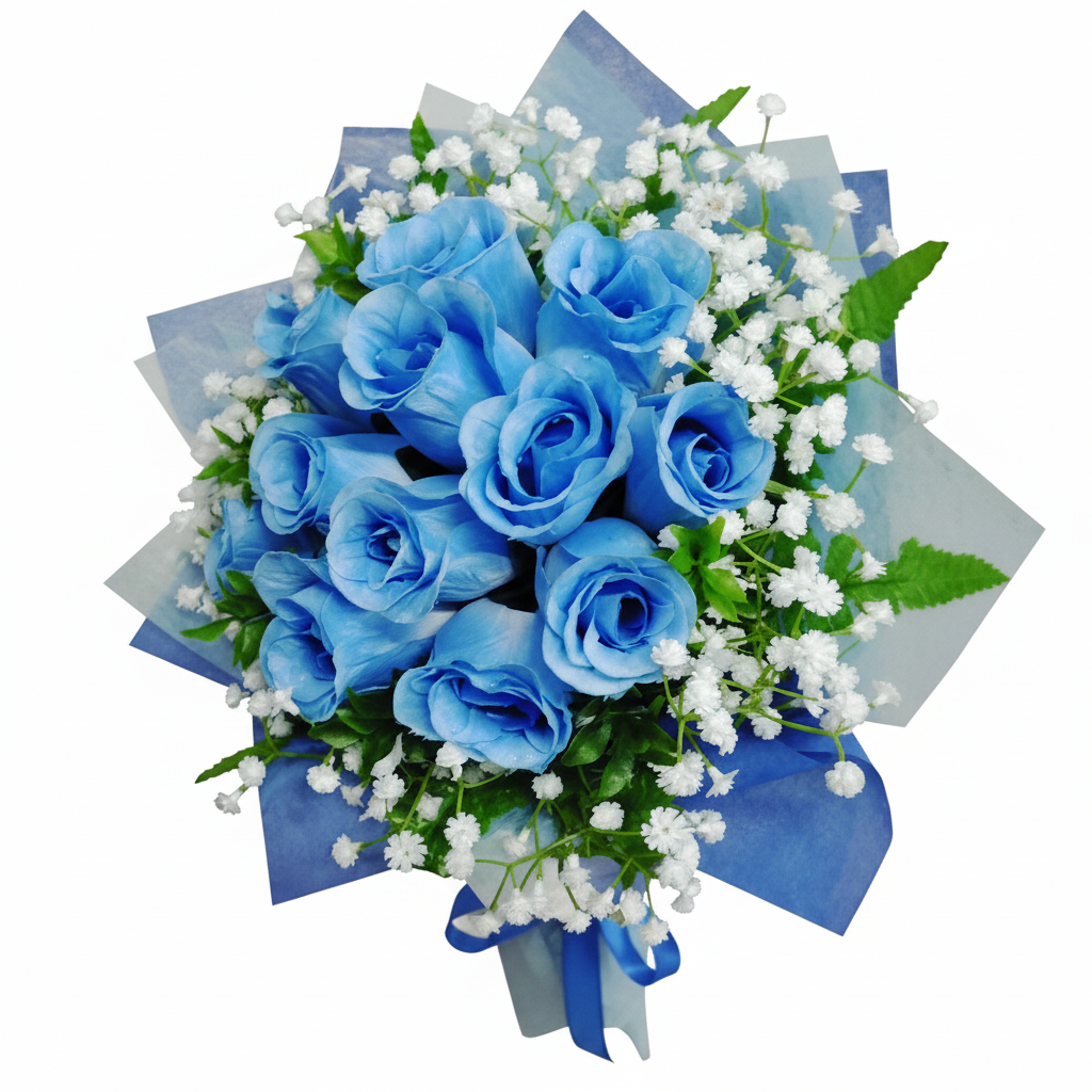Artificial Blue Roses Hand Bouquet