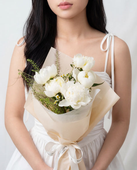 Hainanese Heirloom Haze 5 stalks white peonies Singapore