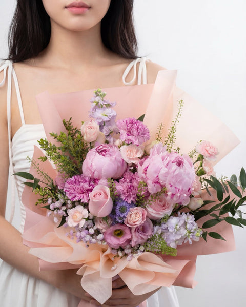 Katong Kindred Kisses pink peony bouquet Singapore delivery