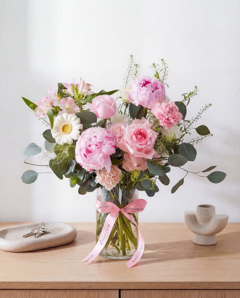 Marina Moonlit Mist peony vase arrangement Singapore