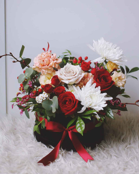 Scarlet Red Roses Flower Box