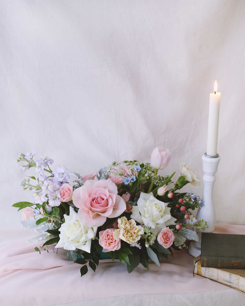 婚礼餐桌中央装饰正面 - 粉彩