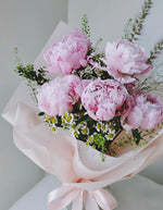 Peranakan Petal Paradise pink peony bouquet close-up